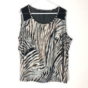 Roz & Ali zebra print sheer back tank top